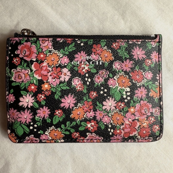 Coach Keychain Pouch Zip Pink Multi Color Wallet - Picture 1 of 3